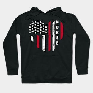 Nurse Appreciation American Flag Graphic Design, Distressed American flag graphic spelling out "NURSE," celebrating nursing professionals and patriotism Hoodie